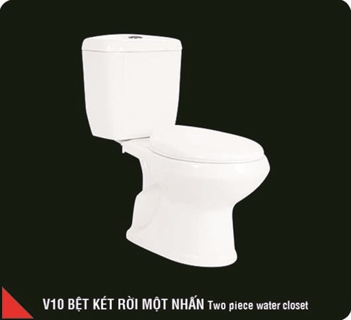Bồn cầu 2 khối 1 nút nhấn Hảo Cảnh V10