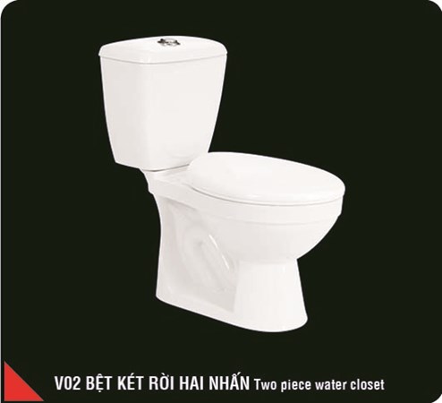 Bồn cầu 2 khối 2 nút nhấn Hảo Cảnh V02