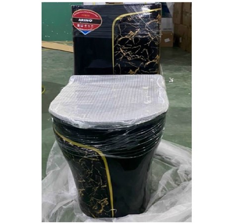 Bồn cầu khối đen vân đá vàng