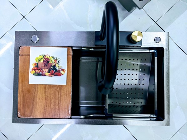 COMBO Chậu rửa chén NANO 1 hộc kèm vòi rửa