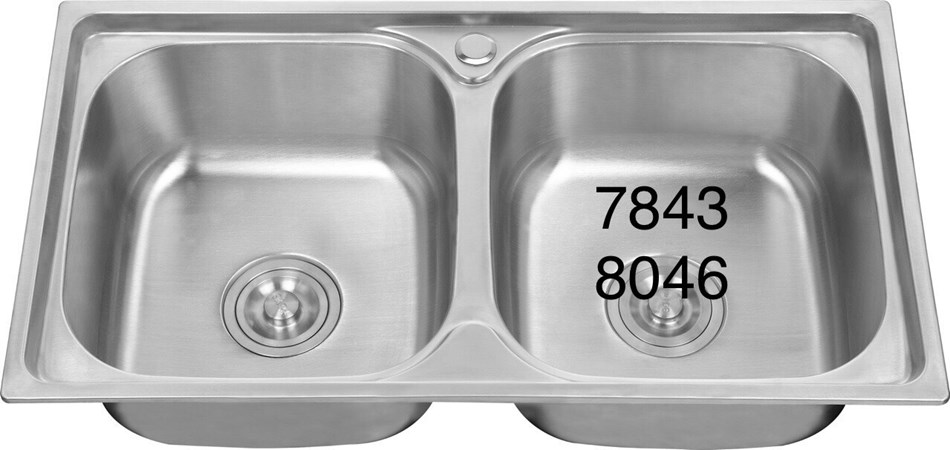 Chậu rửa chén inox 2 hộc đều 8046