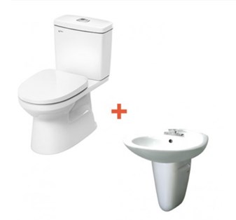 Combo INAX bồn cầu C504VAN + Lavabo L284V + Chân treo L284VC