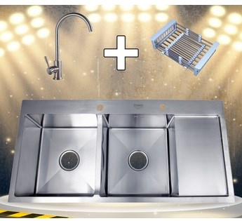 Combo chậu rửa chén + vòi rửa chén + rổ