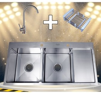 Combo chậu rửa chén + vòi rửa chén + rổ