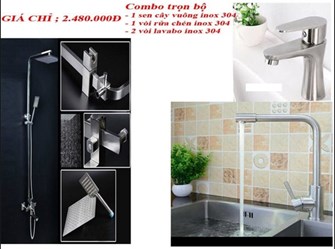 Combo sen cây nóng lạnh + vòi lavabo + vòi chén 
