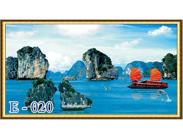 Gạch tranh thuyền và biển E020