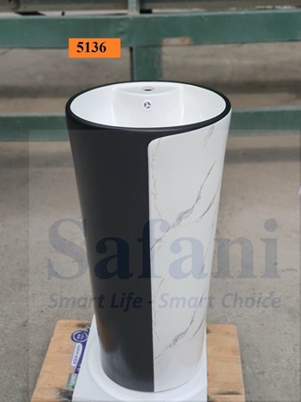 Lavabo trụ tròn trắng đen