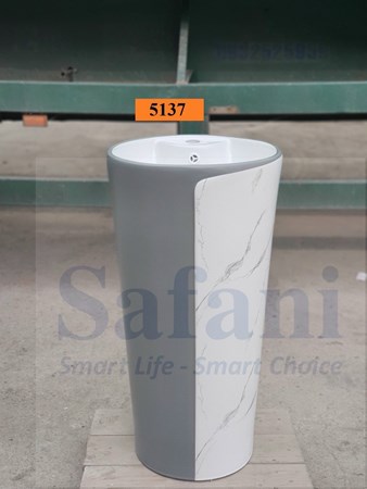 Lavabo trụ tròn trắng xám