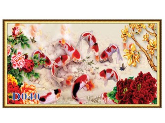 Tranh cửu ngư quần hội D040
