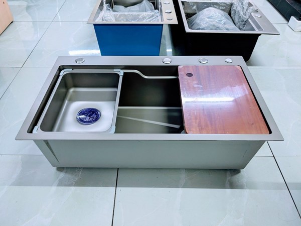 Chậu rửa chén 1 hộc Nano xám 78x46cm