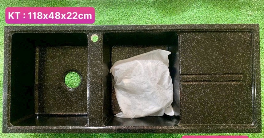 Chậu rửa chén đá 2 hộc cánh DP11848