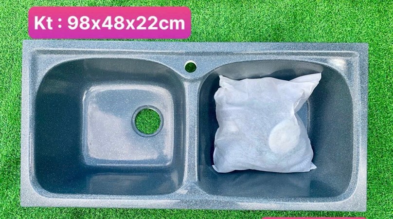 Chậu rửa chén đá 2 hộc DP9848