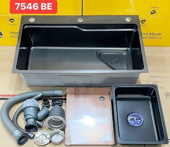 Chậu rửa chén Nano đen 7546BE