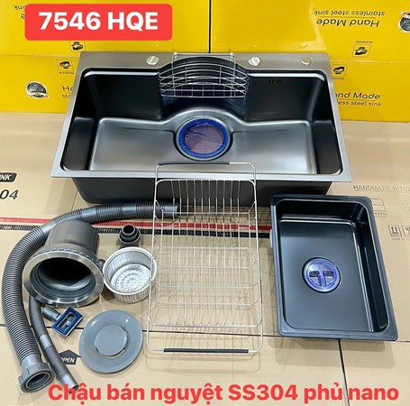 Chậu rửa chén Nano đen 7546HQE