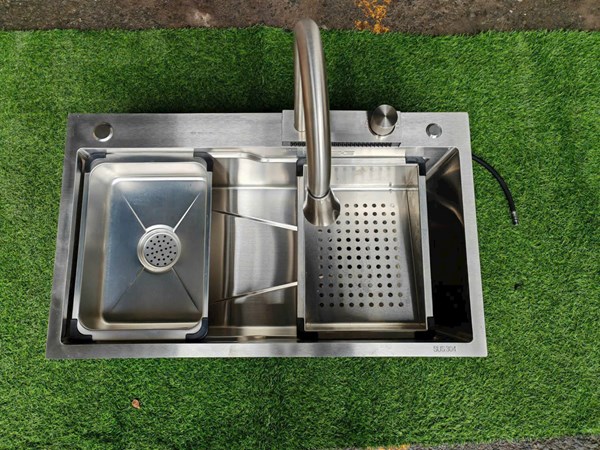 Combo chậu rửa chén 1 hộc kèm vòi inox 304