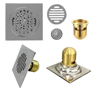 Phễu thoát sàn Inox 304 - 011B-12cm bóng 