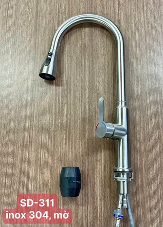 Vòi rửa chén nóng lạnh dây rút SD-311