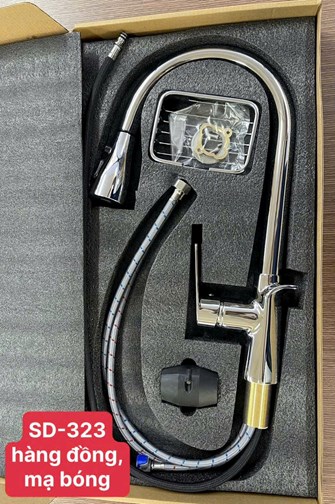 Vòi rửa chén nóng lạnh dây rút SD-323