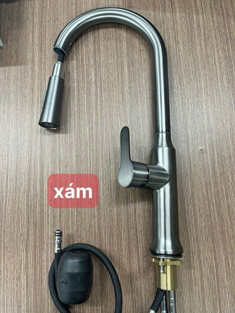 Vòi rửa chén nóng lạnh dây rút xám SD01