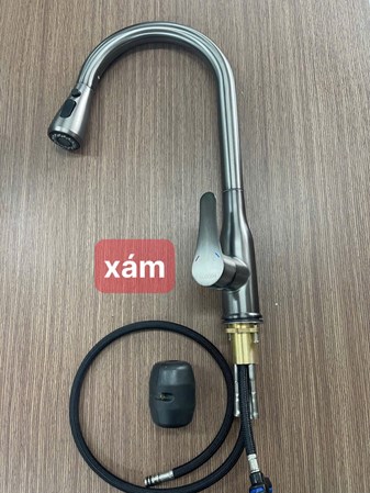 Vòi rửa chén nóng lạnh dây rút xám SD03